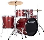 Ludwig LC195 Drive Complete 5 Piece Drums Red Sparkle Front View